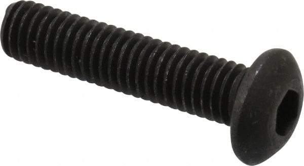 Value Collection - #10-32 UNF Hex Socket Drive, Button Screw - Alloy Steel, Black Oxide Finish, Fully Threaded, 7/8" Length Under Head - Benchmark Tooling