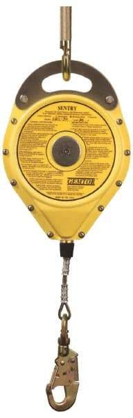 Gemtor - 50' Long, 19 Lb Capacity, Galvanized Steel Cable Self-Retracting Lifeline - 0.187" Diam, Swivel Locking Snap Hook Connector - Benchmark Tooling