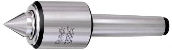 Royal Products - MT5 HD Taper Shank, 3.82" Head Diam 5,300 & 10,540 Lb Capacity Live Center - 3,000 Max RPM, 3.89" Head Length, 2" Point Diam, 2.31" Point Len, 5,240 Lb Max Workpc, 11-13/16" OAL, Standard Point - Benchmark Tooling