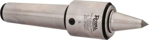 Royal Products - MT5 Taper Shank, 2.45" Head Diam 1,905 Lb Capacity Carbide Tipped Live Center - 12,000 Max RPM, 2.78" Head Length, 1-1/4" Point Diam, 2.35" Point Len, 525 Lb Max Workpc, 10-3/4" OAL, 1/2" Tip Diam, Long Point - Benchmark Tooling