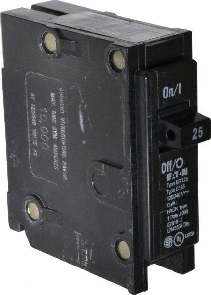 Eaton Cutler-Hammer - 25 Amp, 120/240 VAC, 1 Pole, Plug In Type BR Circuit Breaker - Thermal Magnetic Trip, 10 kA Breaking Capacity, 14-4 AWG - Benchmark Tooling
