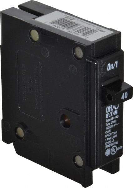 Eaton Cutler-Hammer - 40 Amp, 120/240 VAC, 1 Pole, Plug In Type BR Circuit Breaker - Thermal Magnetic Trip, 10 kA Breaking Capacity, 14-4 AWG - Benchmark Tooling