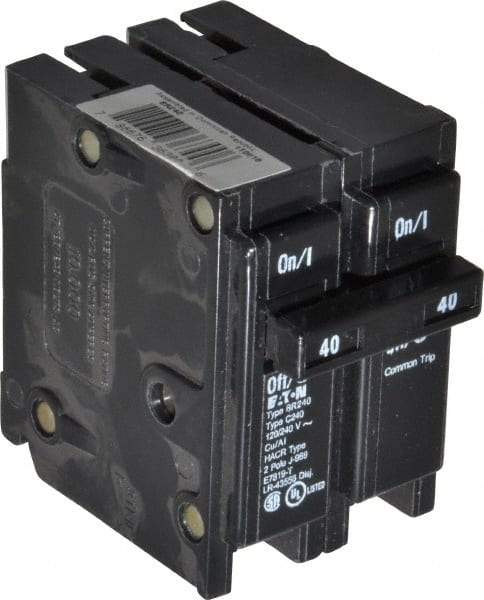 Eaton Cutler-Hammer - 40 Amp, 120/240 VAC, 2 Pole, Plug In Type BR Circuit Breaker - Thermal Magnetic Trip, 10 kA Breaking Capacity, 14-4 AWG - Benchmark Tooling