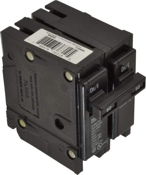 Eaton Cutler-Hammer - 60 Amp, 120/240 VAC, 2 Pole, Plug In Type BR Circuit Breaker - Thermal Magnetic Trip, 10 kA Breaking Capacity, 8-1/0 AWG - Benchmark Tooling