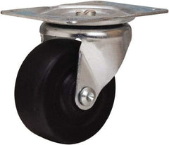 Hamilton - 3" Diam x 1-1/4" Wide x 3-3/4" OAH Top Plate Mount Swivel Caster - Hard Rubber, 125 Lb Capacity, Self-Lubricating Bearing, 3-1/8 x 4-1/8" Plate - Benchmark Tooling