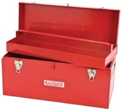 Proto - 1 Compartment 1 Tray Tool Box - 20" Wide x 8-1/2" Deep x 9-1/2" High, Steel, Red - Benchmark Tooling