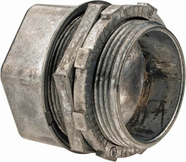 Thomas & Betts - 1-1/2" Trade, Die Cast Zinc Compression Straight EMT Conduit Connector - Noninsulated - Benchmark Tooling