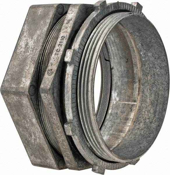 Thomas & Betts - 4" Trade, Die Cast Zinc Compression Straight EMT Conduit Connector - Noninsulated - Benchmark Tooling