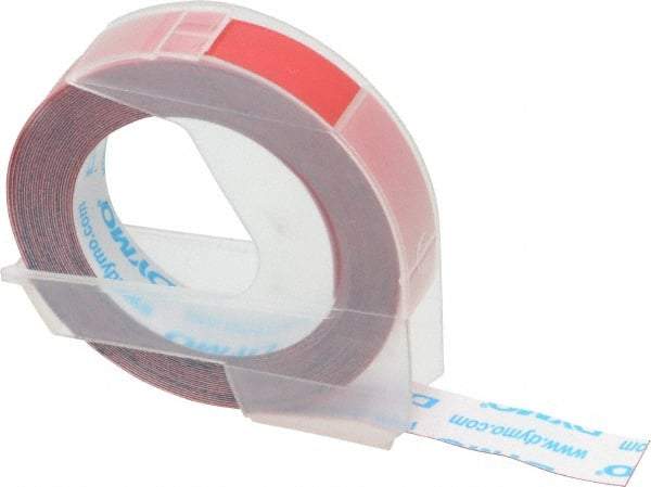 Dymo - 144" Long, Red Embossing Tape - 3/8" Wide, 12' Long - Benchmark Tooling