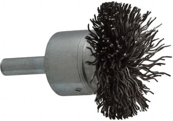 Osborn - 1-1/2" Brush Diam, Crimped, End Brush - 1/4" Diam Shank, 15,000 Max RPM - Benchmark Tooling