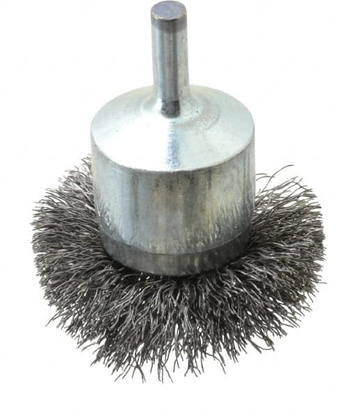 Osborn - 2" Brush Diam, Crimped, End Brush - 1/4" Diam Shank, 15,000 Max RPM - Benchmark Tooling