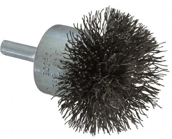 Osborn - 2" Brush Diam, Crimped, End Brush - 1/4" Diam Shank, 15,000 Max RPM - Benchmark Tooling