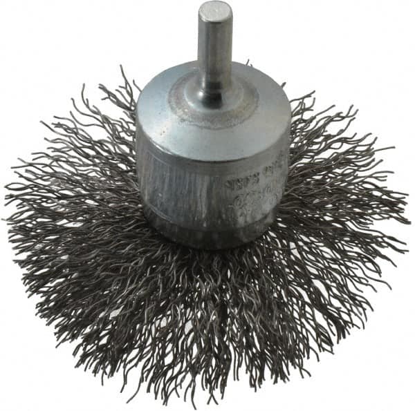 Osborn - 3" Brush Diam, Crimped, End Brush - 1/4" Diam Shank, 15,000 Max RPM - Benchmark Tooling