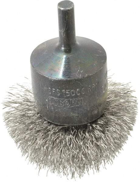 Osborn - 2" Brush Diam, Crimped, End Brush - 1/4" Diam Shank, 15,000 Max RPM - Benchmark Tooling