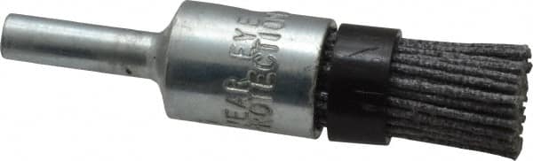 Osborn - 80 Grit, 1/2" Brush Diam, End Brush - Medium Grade, 1/4" Diam Shank, 9,000 Max RPM - Benchmark Tooling