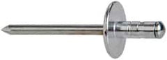 RivetKing - Size 62-64 Large Flange Head Aluminum Multi Grip Blind Rivet - Steel Mandrel, 0.062" to 1/4" Grip, 0.612" Head Diam, 0.192" to 0.196" Hole Diam, 0.519" Length Under Head, 3/16" Body Diam - Benchmark Tooling