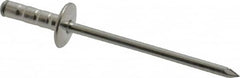 RivetKing - Size 43-44 Large Flange Head Aluminum Multi Grip Blind Rivet - Steel Mandrel, 0.156" to 1/4" Grip, 3/8" Head Diam, 0.129" to 0.133" Hole Diam, 1/2" Length Under Head, 1/8" Body Diam - Benchmark Tooling