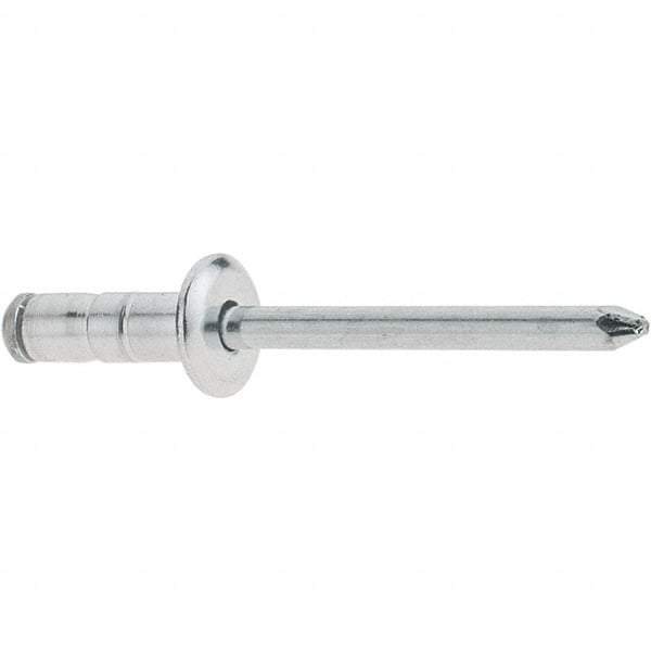 RivetKing - Size 52-54 Large Flange Head Aluminum Multi Grip Blind Rivet - Steel Mandrel, 0.047" to 0.276" Grip, 1/2" Head Diam, 0.16" to 0.164" Hole Diam, 0.512" Length Under Head, 5/32" Body Diam - Benchmark Tooling