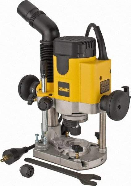 DeWALT - 8,000 to 24,000 RPM, 2 HP, 10 Amp, Plunge Base Electric Router - 1/4 and 1/2 Inch Collet - Benchmark Tooling