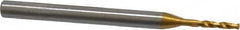 OSG - 1.30048mm 140° Spiral Flute Vanadium High Speed Steel Screw Machine Drill Bit - TiN Finish, Right Hand Cut, 8mm Flute Length, 40mm OAL, Faceted Point, Straight Shank - Benchmark Tooling