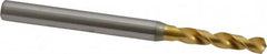 OSG - 3.0988mm 130° Spiral Flute Vanadium High Speed Steel Screw Machine Drill Bit - TiN Finish, Right Hand Cut, 18mm Flute Length, 50mm OAL, Faceted Point, Straight Shank - Benchmark Tooling