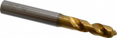 OSG - 10.50036mm 120° Spiral Flute Vanadium High Speed Steel Screw Machine Drill Bit - TiN Finish, Right Hand Cut, 43mm Flute Length, 100mm OAL, Faceted Point, Straight Shank - Benchmark Tooling