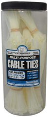Thomas & Betts - 4 to 11 Inch Range, White Cable Ties - 3 Inch Bundle Diameter, 18, 40 and 50 Lb. Strength, Nylon - Benchmark Tooling