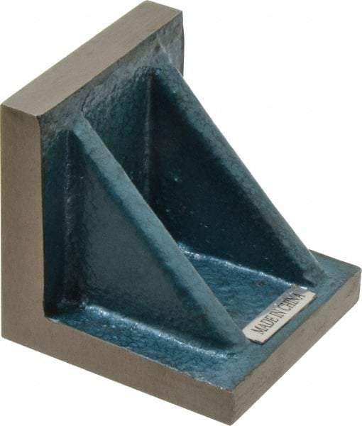 Interstate - 3" Wide x 3" Deep x 3" High Cast Iron Precision-Ground Angle Plate - Standard Plate, Flat Surface, Double Web, Single Plate - Benchmark Tooling