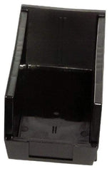 Quantum Storage - 10 Lb. Load Capacity, 5-3/8" Deep, Black Polypropylene Hopper Stacking Bin - 3" High x 4-1/8" Wide x 5-3/8" Long - Benchmark Tooling