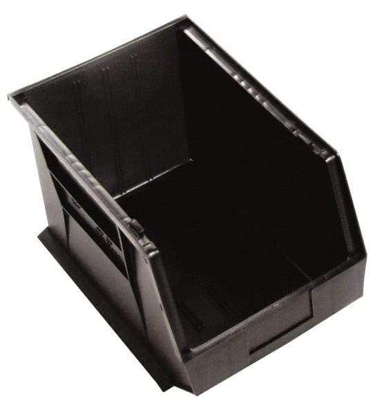 Quantum Storage - 75 Lb. Load Capacity, 16" Deep, Black Polypropylene Hopper Stacking Bin - 8" High x 11" Wide x 16" Long - Benchmark Tooling