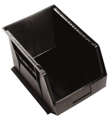 Quantum Storage - 75 Lb. Load Capacity, 18" Deep, Black Polypropylene Hopper Stacking Bin - 10" High x 11" Wide x 18" Long - Benchmark Tooling