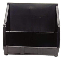 Quantum Storage - 75 Lb. Load Capacity, 18" Deep, Black Polypropylene Hopper Stacking Bin - 11" High x 16-1/2" Wide x 18" Long - Benchmark Tooling