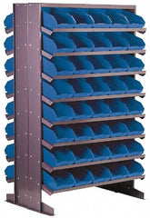 Quantum Storage - 24" Deep x 36" Wide x 60" High, Steel Floor Rack - 2 Sides, 64 Yellow Plastic Bins, 8-1/8" Bin Width x 4" Bin Height x 11-7/8" Bin Depth - Benchmark Tooling