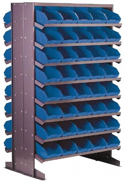 Quantum Storage - 24" Deep x 36" Wide x 60" High, Steel Floor Rack - 2 Sides, 128 Yellow Plastic Bins, 4-1/8" Bin Width x 4" Bin Height x 11-7/8" Bin Depth - Benchmark Tooling