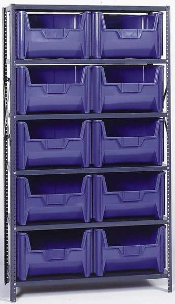 Quantum Storage - 18" Deep x 42" Wide x 75" High, Steel Open Hopper Storage Unit - 5/6 Shelves, 10 Gray Plastic Bins, 42" Bin Width x 75" Bin Height x 16" Bin Depth - Benchmark Tooling