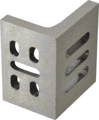 Interstate - 3" Wide x 2" Deep x 2-1/2" High Cast Iron Partially Machined Angle Plate - Slotted Plate, Through-Slots on Surface, Webbed, Single Plate - Benchmark Tooling