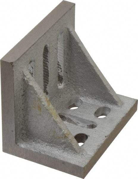 Interstate - 3-1/2" Wide x 2-1/2" Deep x 3" High Cast Iron Partially Machined Angle Plate - Slotted Plate, Through-Slots on Surface, Webbed, Single Plate - Benchmark Tooling