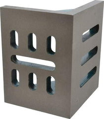 Interstate - 6" Wide x 4-1/2" Deep x 5" High Cast Iron Partially Machined Angle Plate - Slotted Plate, Through-Slots on Surface, Webbed, Single Plate - Benchmark Tooling