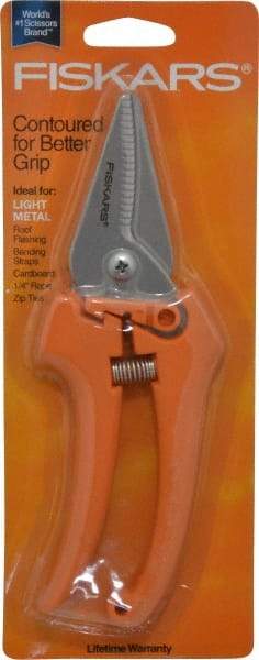 Fiskars - 2" Length of Cut, Straight Pattern Multi-Purpose Snip - 7" OAL, Contoured Handle - Benchmark Tooling