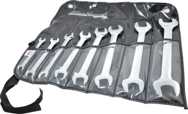 Blackhawk by Proto - 8 Piece, 1/4" to 1", Open End Wrench Set - Inch Measurement Standard, Full Polish Finish, Comes in Vinyl Roll - Benchmark Tooling