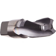 Emuge - 1/8-27 NPT, 15° Helix, 3 Flutes, TiN Finish, Cobalt, Spiral Flute Pipe Tap - Right Hand Flute, 3/4" Thread Length, 0.328" Square Size, Series KEG - Benchmark Tooling
