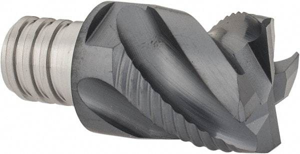 Iscar - MM EFS Grade IC908 Carbide End Milling Tip Insert - TiAlN Finish, 4 Flutes, 3/4" Cutting Diam, 0.653" Depth of Cut, 1" Extension, 45° Helix - Benchmark Tooling