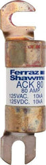 Ferraz Shawmut - 80 Amp Time Delay Round Forklift & Truck Fuse - 125VAC, 125VDC, 4.46" Long x 1" Wide, Bussman ACK80, Ferraz Shawmut ACK80 - Benchmark Tooling