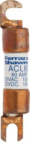 Ferraz Shawmut - 60 Amp General Purpose Round Forklift & Truck Fuse - 125VAC, 125VDC, 3.07" Long x 0.5" Wide, Bussman ACL60, Ferraz Shawmut ACL60 - Benchmark Tooling