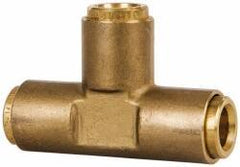 Norgren - 3/8" Outside Diam, Brass Push-to-Connect Tube Union Tee - 150 Max psi, Tube to Tube Connection, Buna O-Ring - Benchmark Tooling