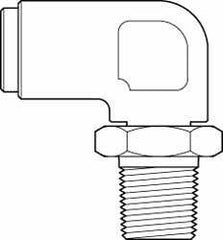 Norgren - 3/8" Outside Diam, 1/4 NPT, Brass Push-to-Connect Tube Male Swivel Elbow - 150 Max psi, Tube to Male NPT Connection, Buna O-Ring - Benchmark Tooling