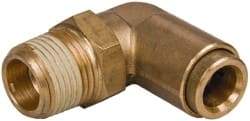 Norgren - 3/8" Outside Diam, 3/8 NPT, Brass Push-to-Connect Tube Male Swivel Elbow - 150 Max psi, Tube to Male NPT Connection, Buna O-Ring - Benchmark Tooling