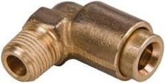 Norgren - 1/4" Outside Diam, 1/8 NPT, Brass Push-to-Connect Tube Male Elbow - 150 Max psi, Tube to Male NPT Connection, Buna O-Ring - Benchmark Tooling