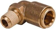 Norgren - 1/2" Outside Diam, 1/4 NPT, Brass Push-to-Connect Tube Male Elbow - 150 Max psi, Tube to Male NPT Connection, Buna O-Ring - Benchmark Tooling