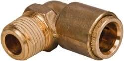 Norgren - 1/2" Outside Diam, 3/8 NPT, Brass Push-to-Connect Tube Male Elbow - 150 Max psi, Tube to Male NPT Connection, Buna O-Ring - Benchmark Tooling